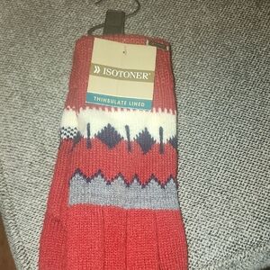 Isotoner Red and Gray Women's Gloves